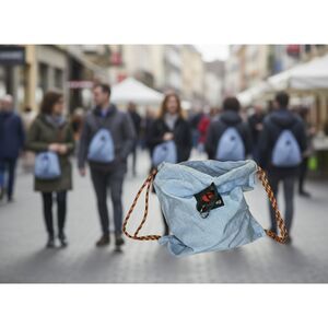 TrustBag Anti-Theft Drawstring Backpack – Cut-Resistant Gray Herringbone